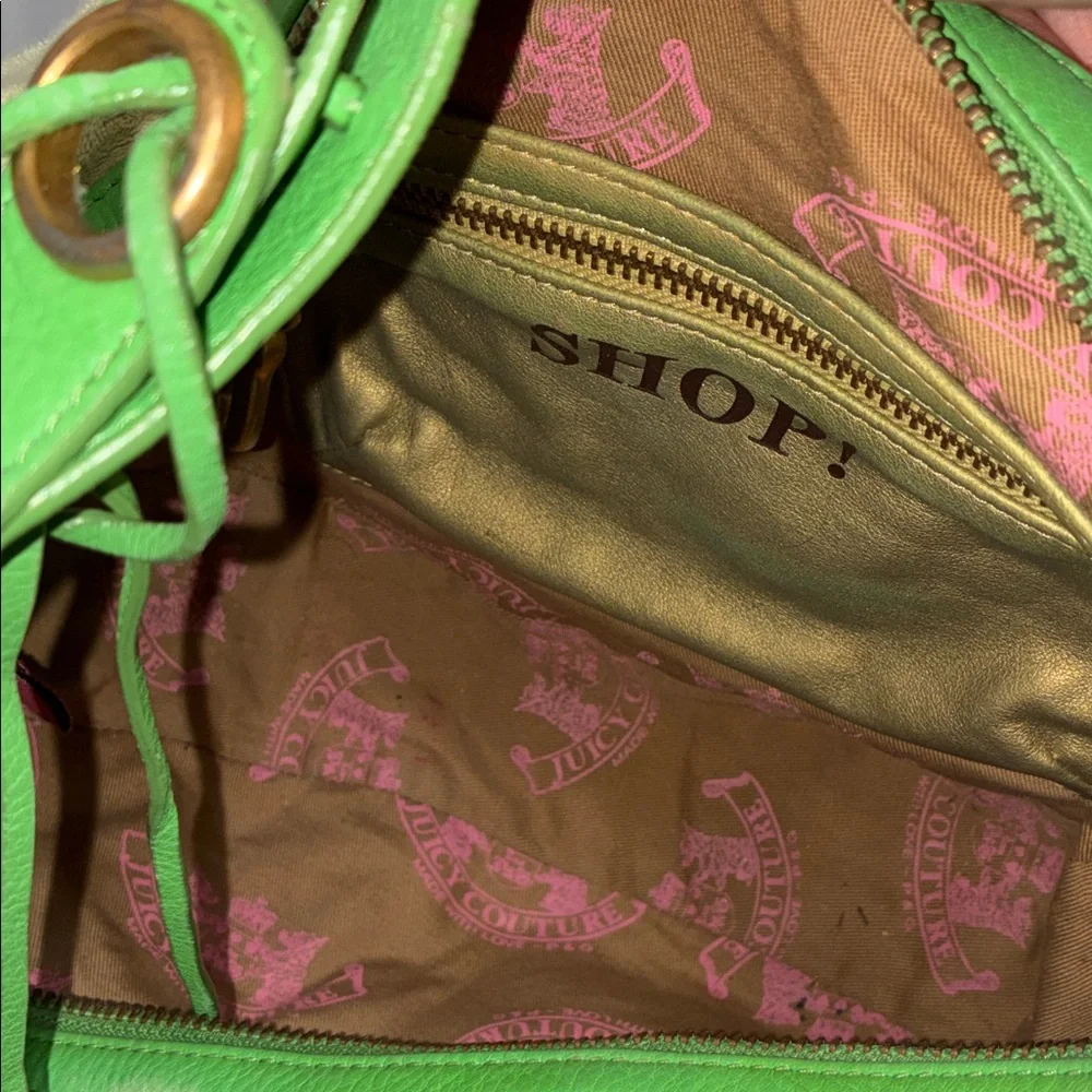 Y2K VINTAGE JUICY COUTURE Viva La Juicy Green VELOUR LEATHER Hobo Bag PURSE